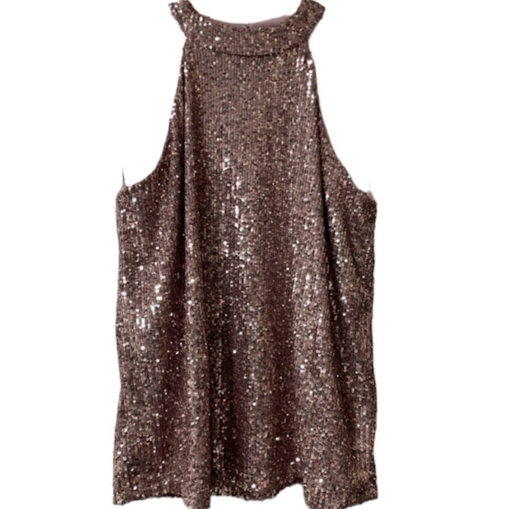 Cable & Gauge Pink Sequin Halter Neck Top